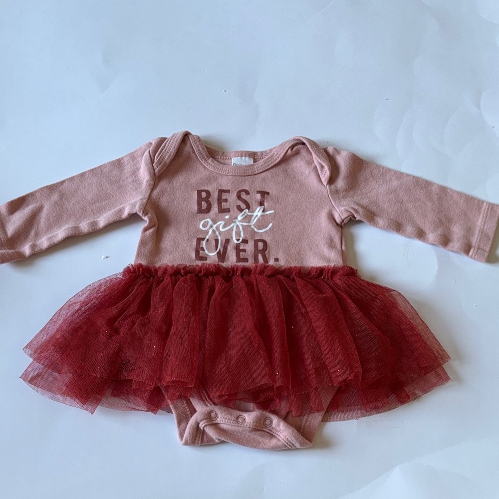 Charming Pink and Red Tulle Kids Bodysuit